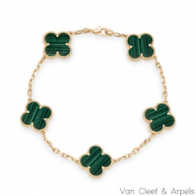 Van Cleef & Arpels Malachite Vintage Alhambra Bracelet VCARL80900 Van Cleef & Arpels Malachite Vintage Alhambra Bracelet VCARL80900